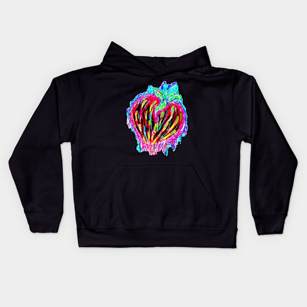 Neon Strawberry Kids Hoodie by colorinhappy